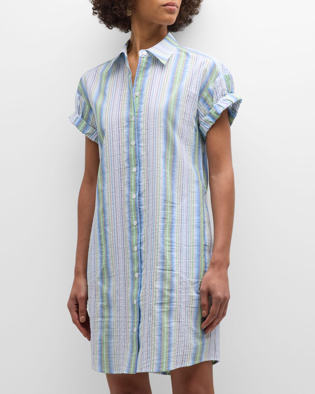Finley Striped Cotton Mini Shirtdress In Blue Multi