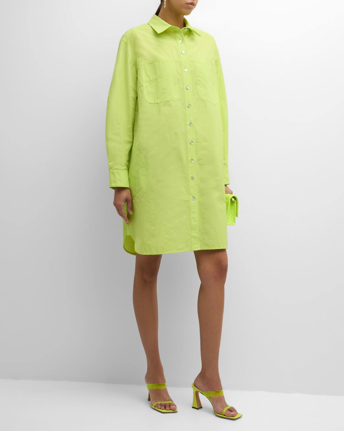 Shop Finley Plus Size Nash Taffeta Midi Shirtdress In Neon Lime