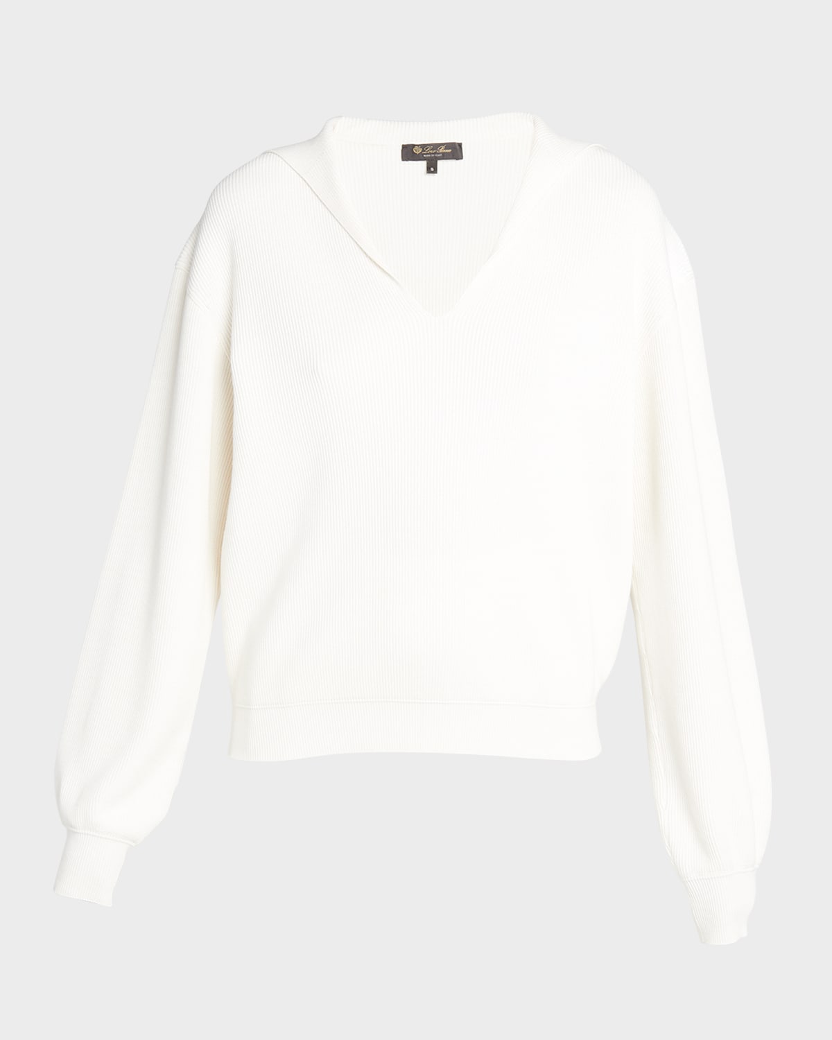 Shop Loro Piana Tazawa V-neck Polo Sweater In 1000 White