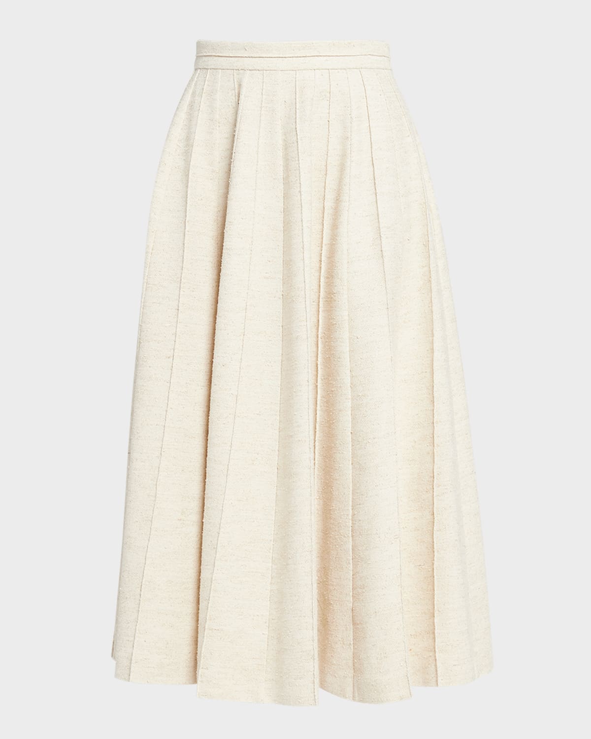 Loro Piana Fumiko Pleated Wool Silk Linen Midi Skirt In A0es Shoji Paper