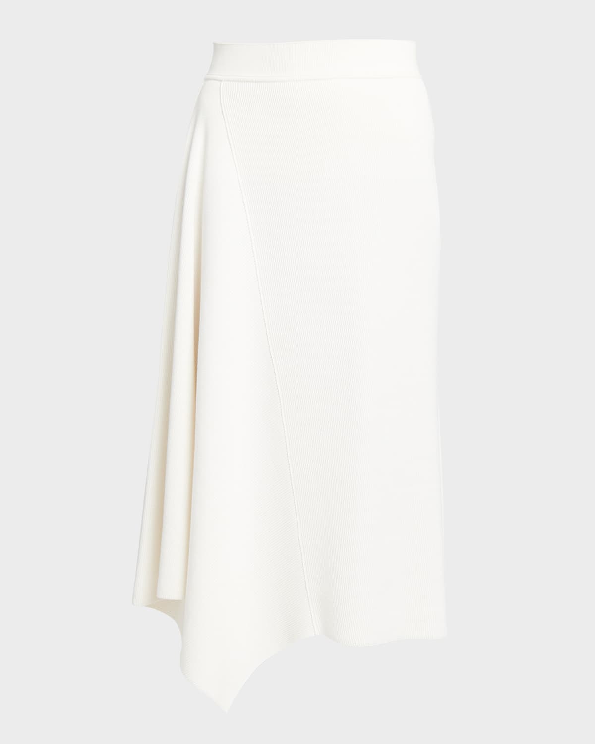 Loro Piana Tazawa Rib Asymmetric Midi Skirt In 1000 White