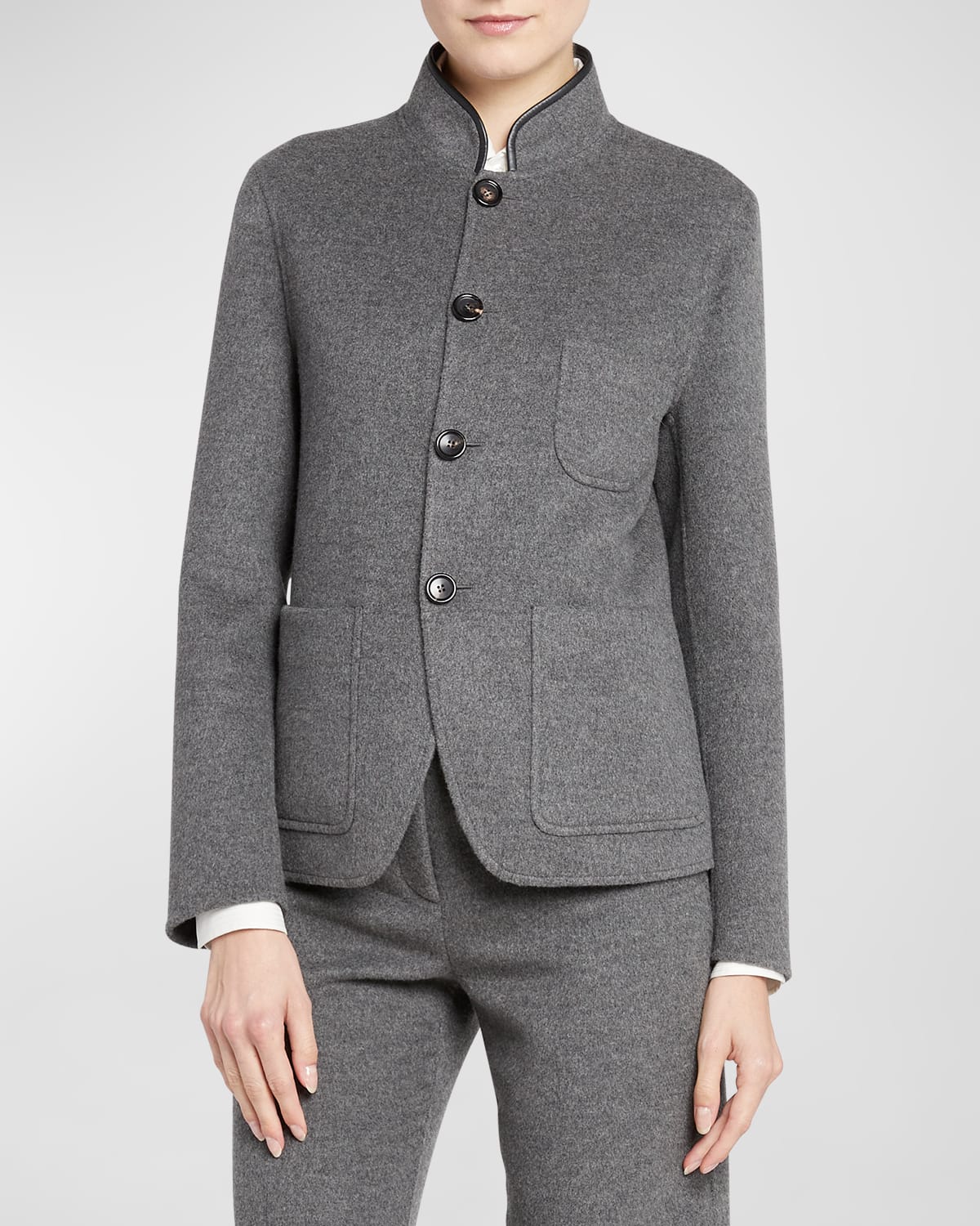 Shop Loro Piana Spagna Cashmere Single-breasted Jacket In M006 Grey Melange