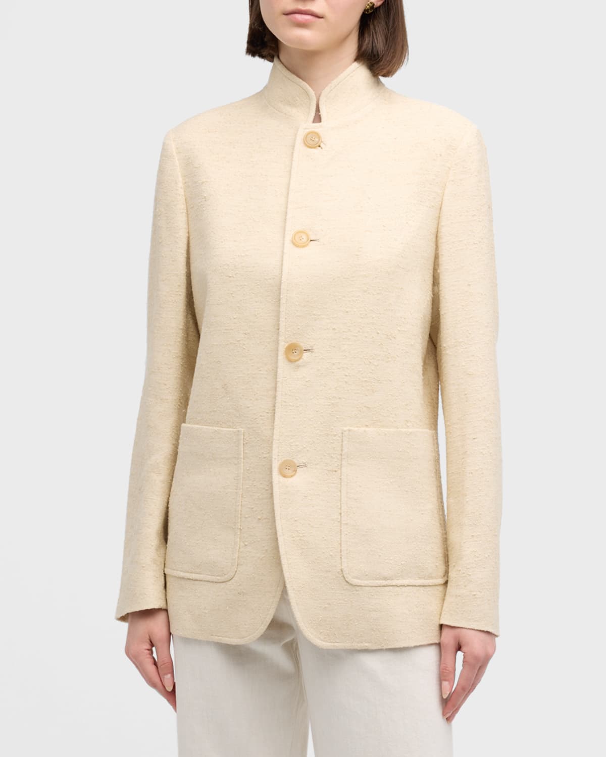 Shop Loro Piana Iconic Spagna Wool Silk Single-breasted Jacket In A0es Shoji Paper