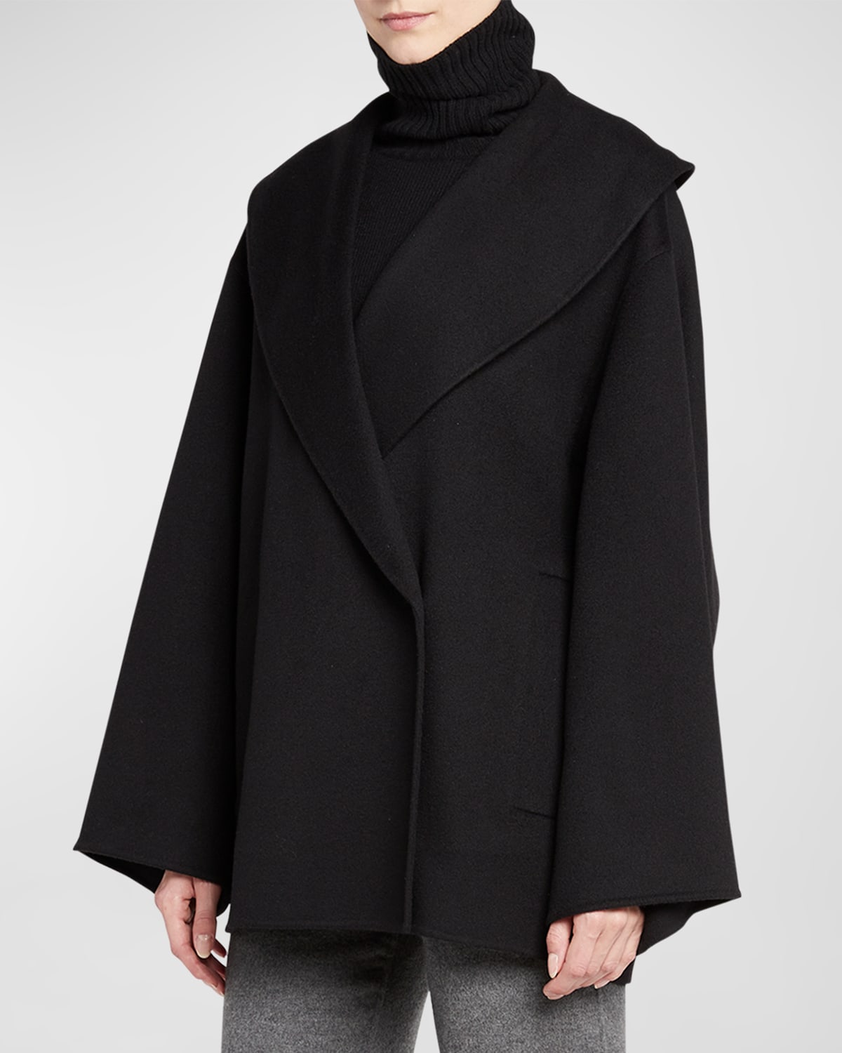Loro Piana Oversize Cashmere Top Coat In 8000 Black