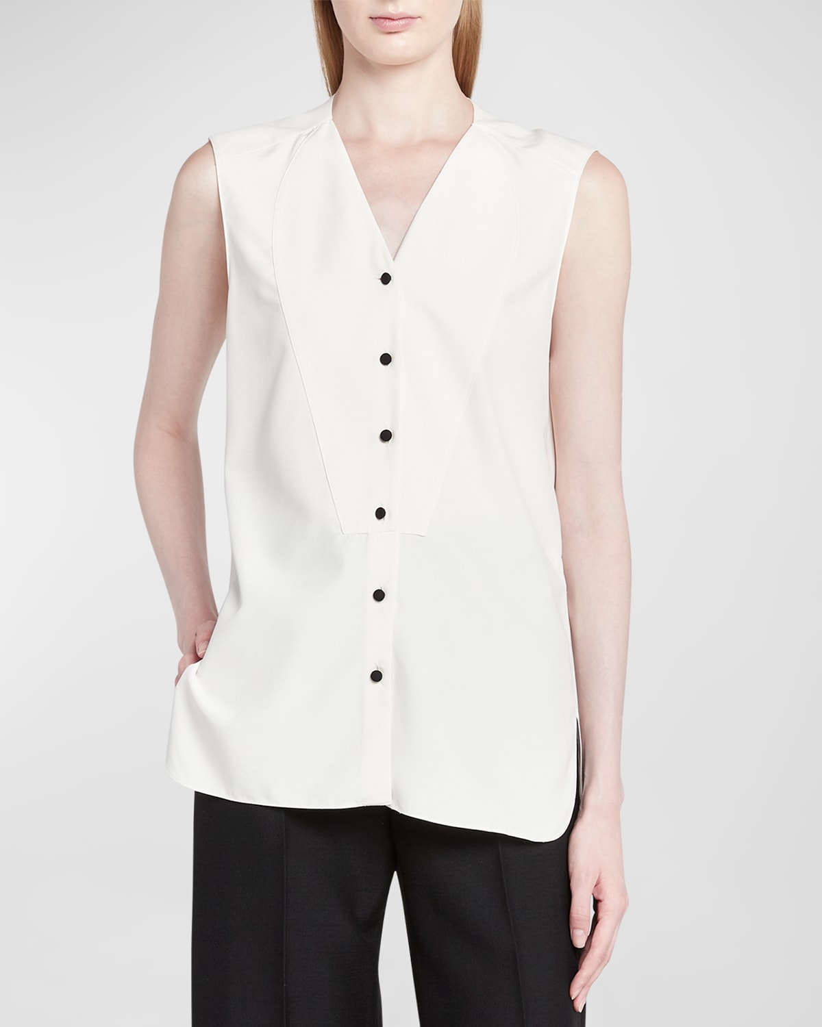 Shop Loro Piana Caylee Silk Dyed Button-front Blouse In 1230 Nougat