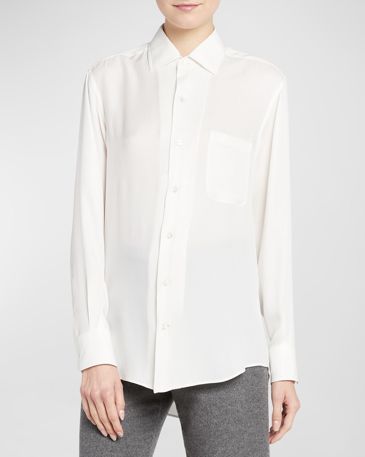 Shop Loro Piana Cam Iconic Andre Raised Button-front Shirt In 1230 Nougat