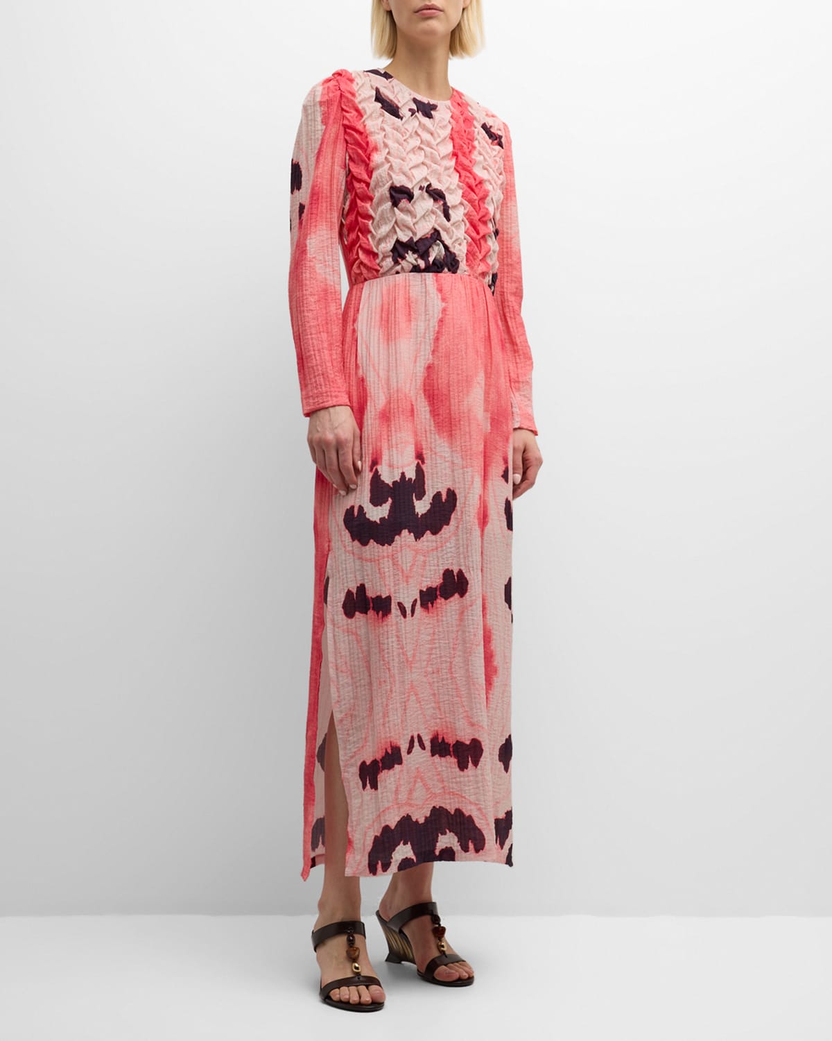 Paloma Smocked Abstract-Print Maxi Dress