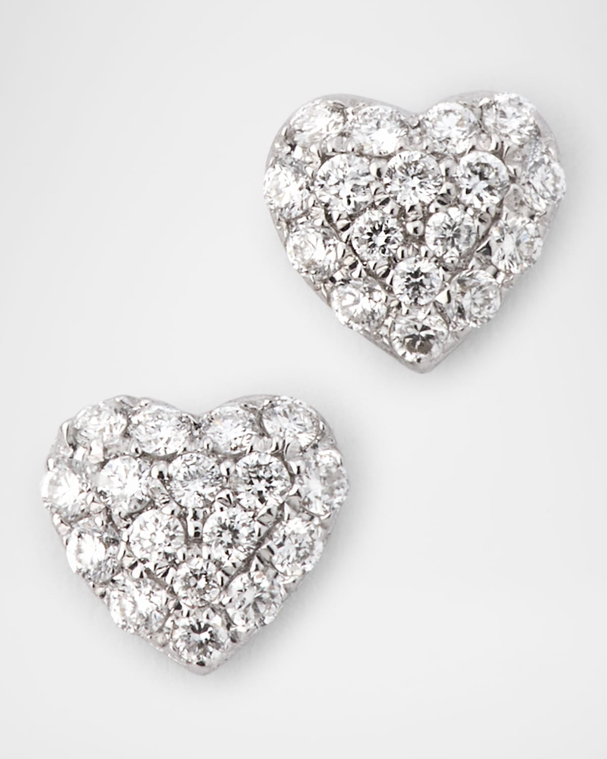 18K White Gold Diamond Heart Shaped Stud Earrings