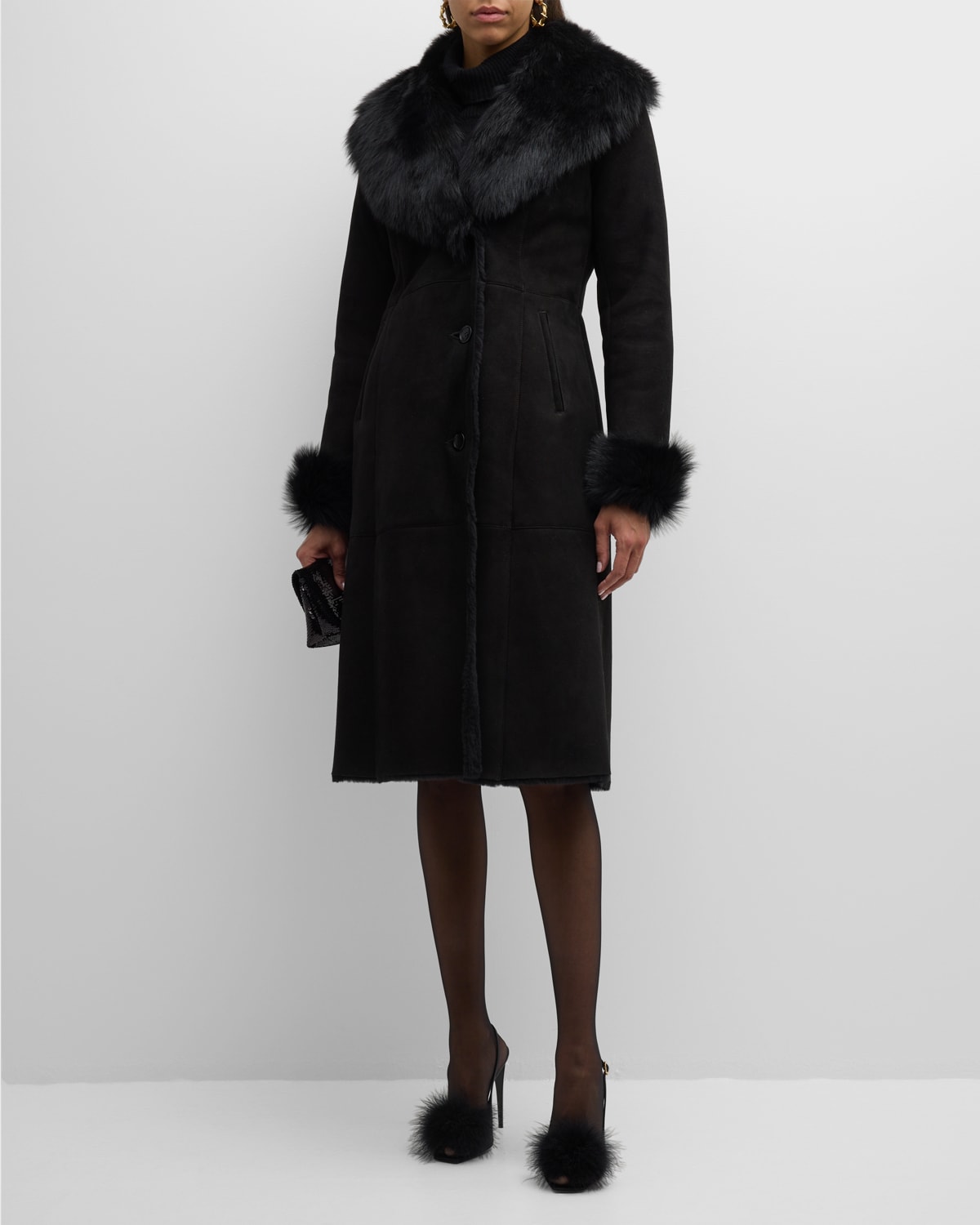GORSKI SHEARLING LAMB COAT WITH TOSCANA COLLAR AND CUFF