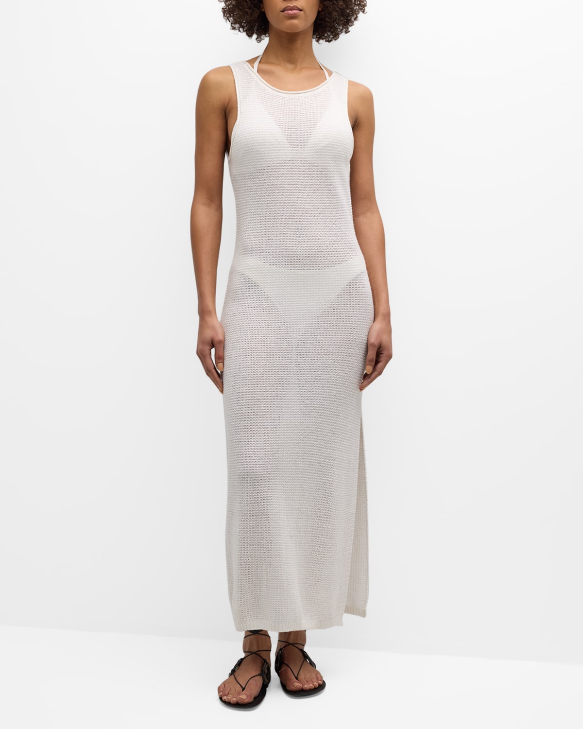 Shop Onia Linen Knit Tank Maxi Dress In White