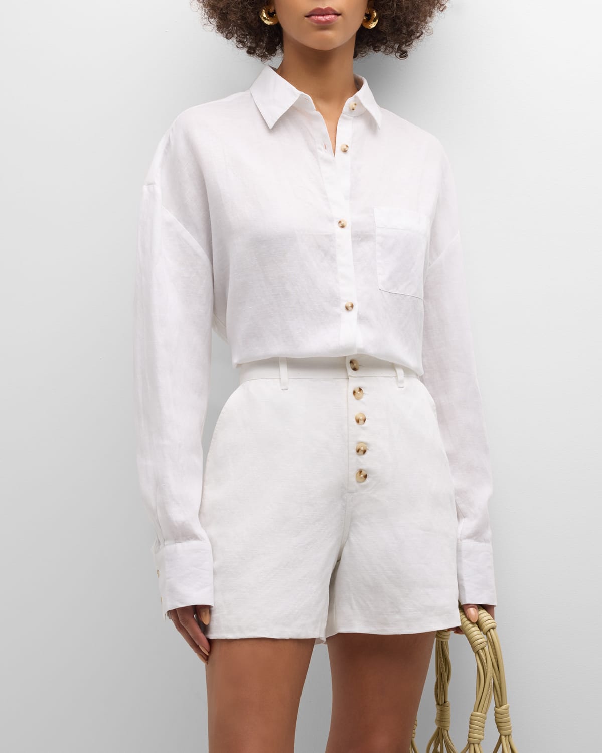 Shop Onia Air Linen Boyfriend Shirt In White