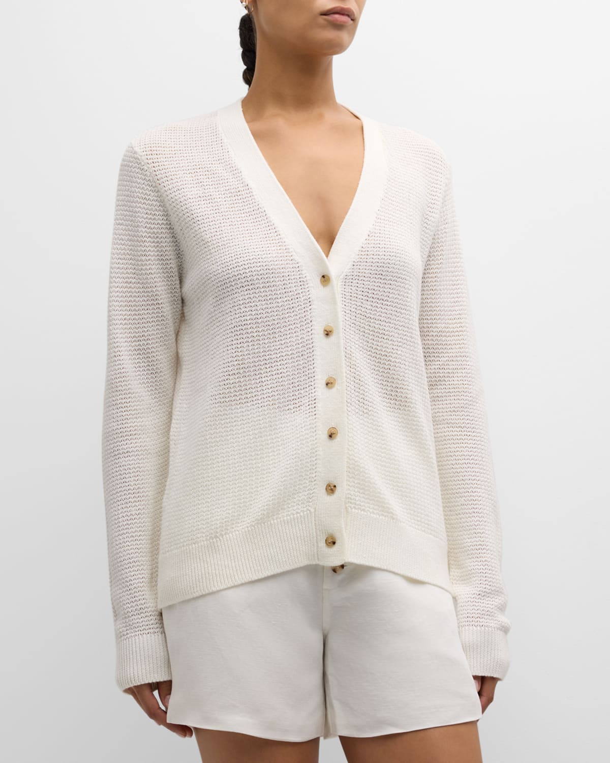 Shop Onia Linen Knit Cardigan In White