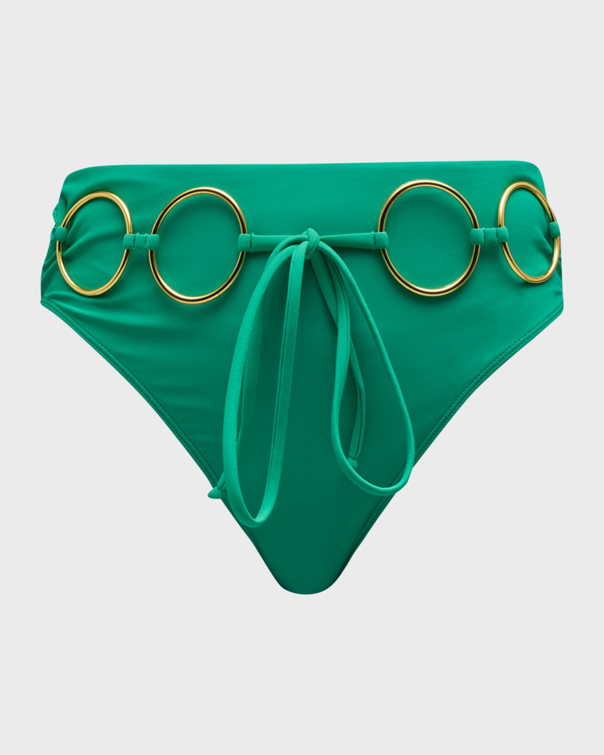 Shop Ramy Brook Kimber Belted Bikini Bottoms In Palm Green