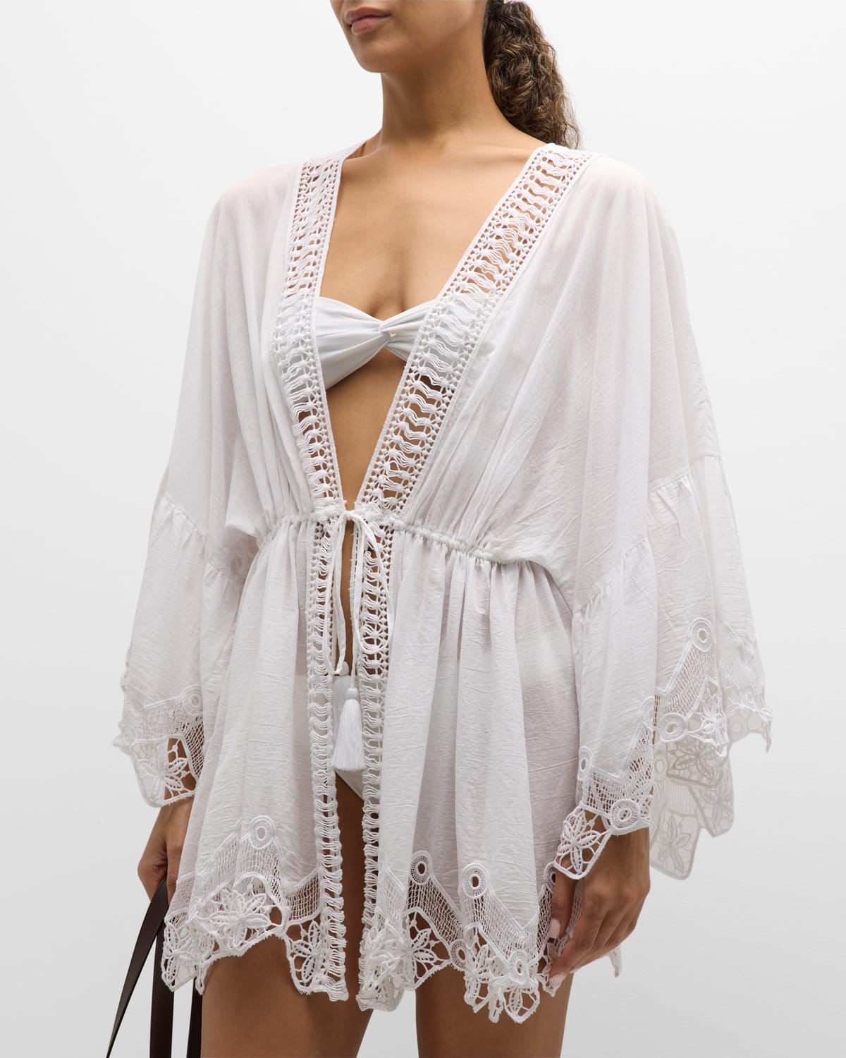Ramy Brook April Lace Caftan Coverup In White