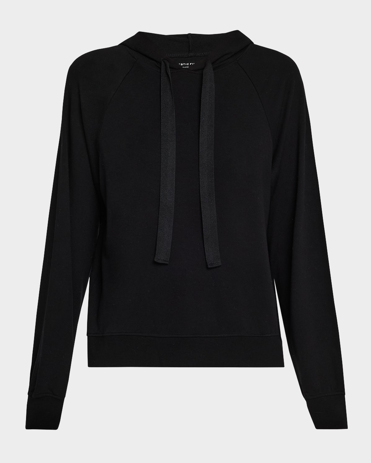 Majestic French Terry Hoodie With Grosgrain Trim In Noir