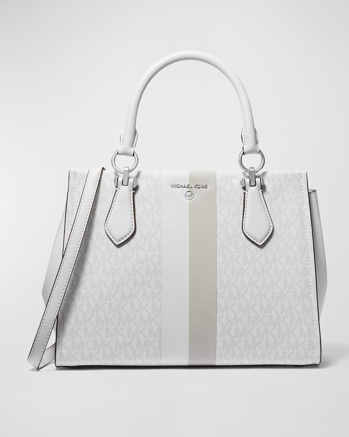 Michael Michael Kors Marilyn Medium Monogram Satchel Bag In White