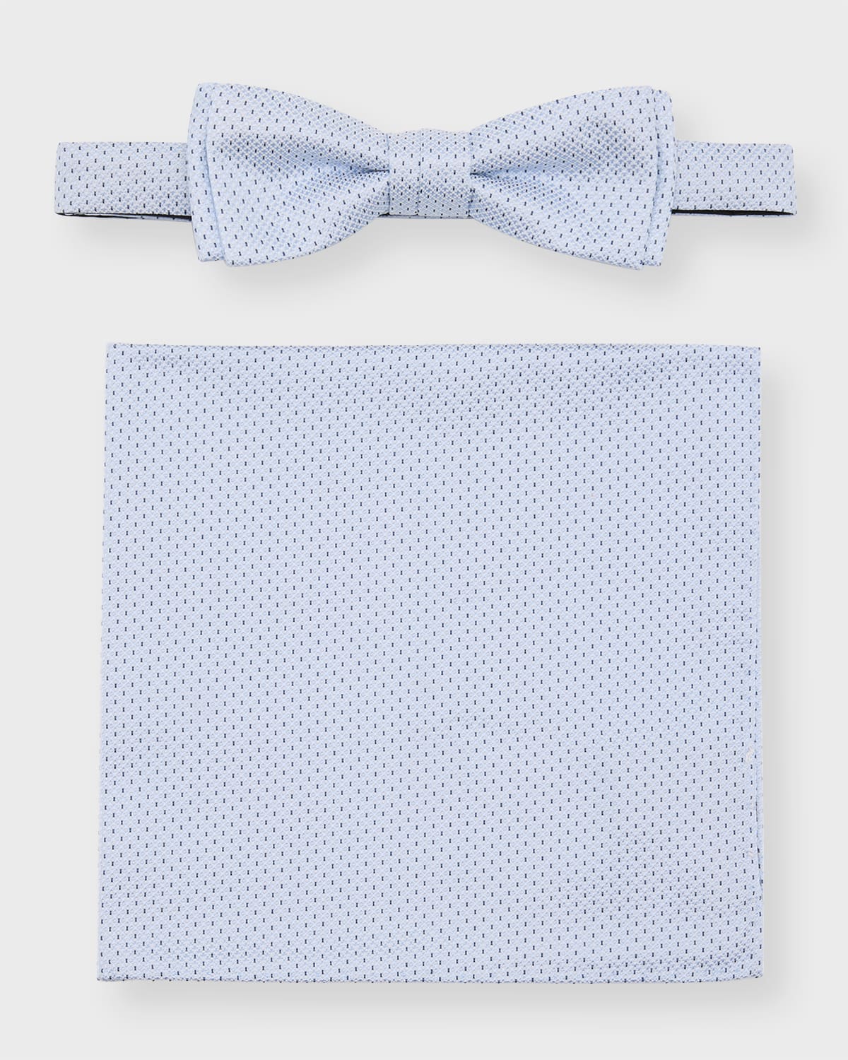 Hugo Boss Men's Silk Micro-pattern Bow Tie And Pocket Square Set In Pastel Blue