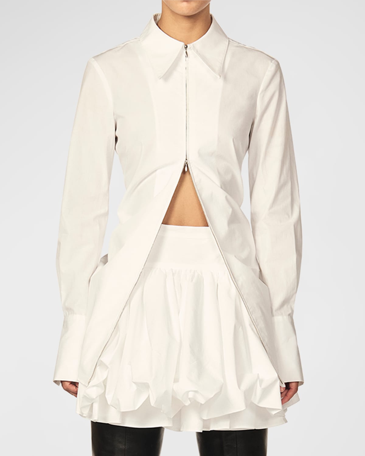 Shop Interior The Freddy Collared Zip-up Top In Whiteout