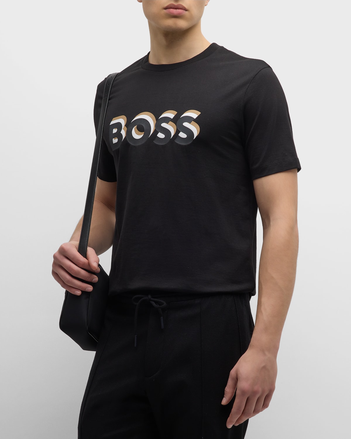 Shop Hugo Boss Men's Logo Crewneck T-shirt In Black