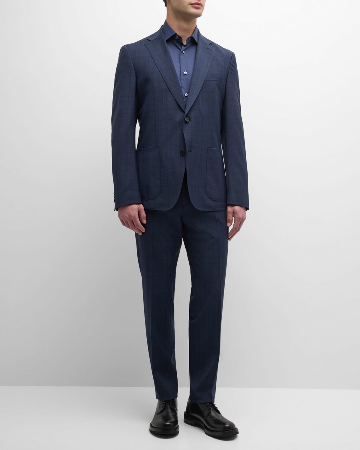 Hugo Boss Men's Modern-fit Cotton Check Suit In Dk Bu