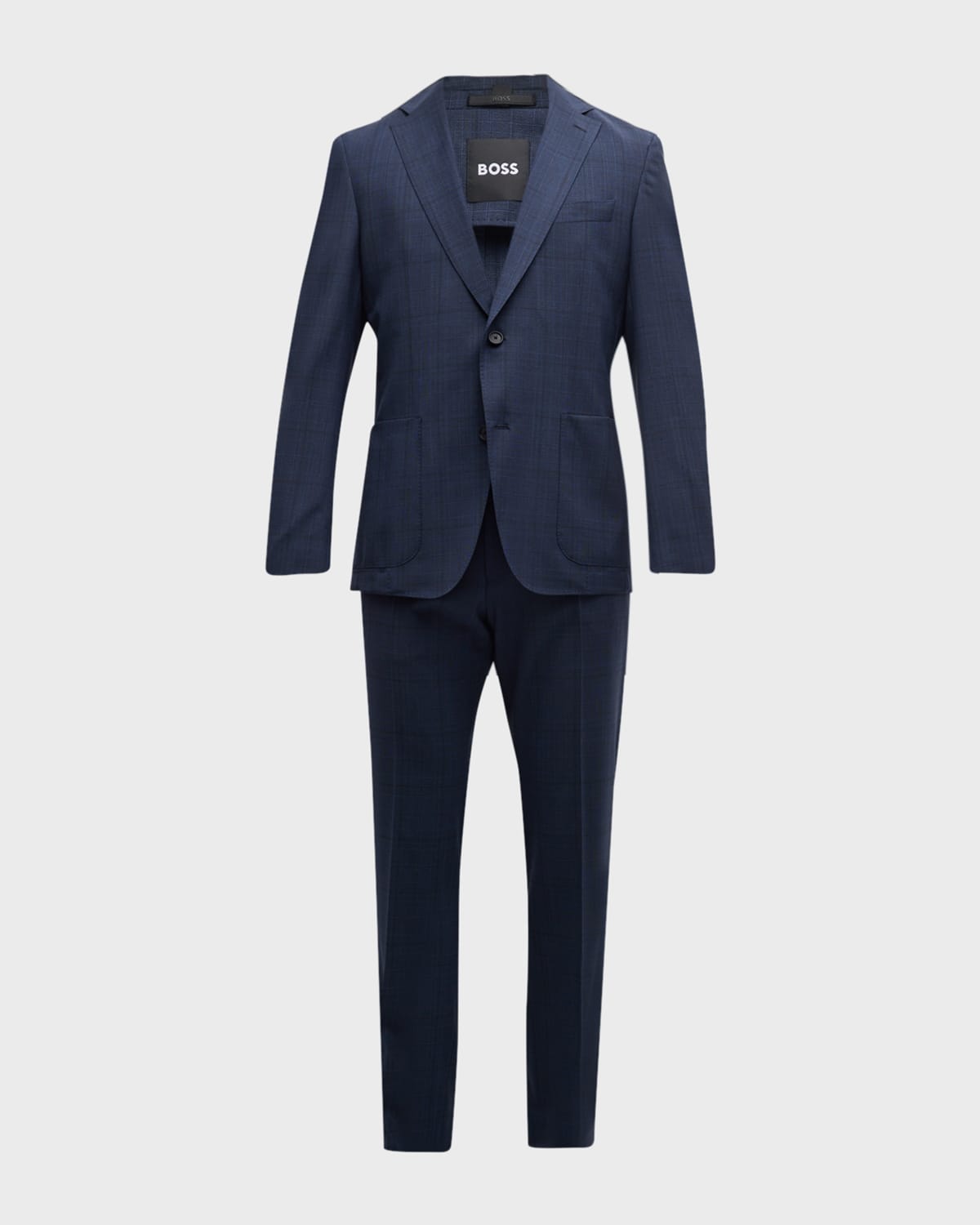 Hugo Boss Men's Modern-fit Cotton Check Suit In Dk Bu