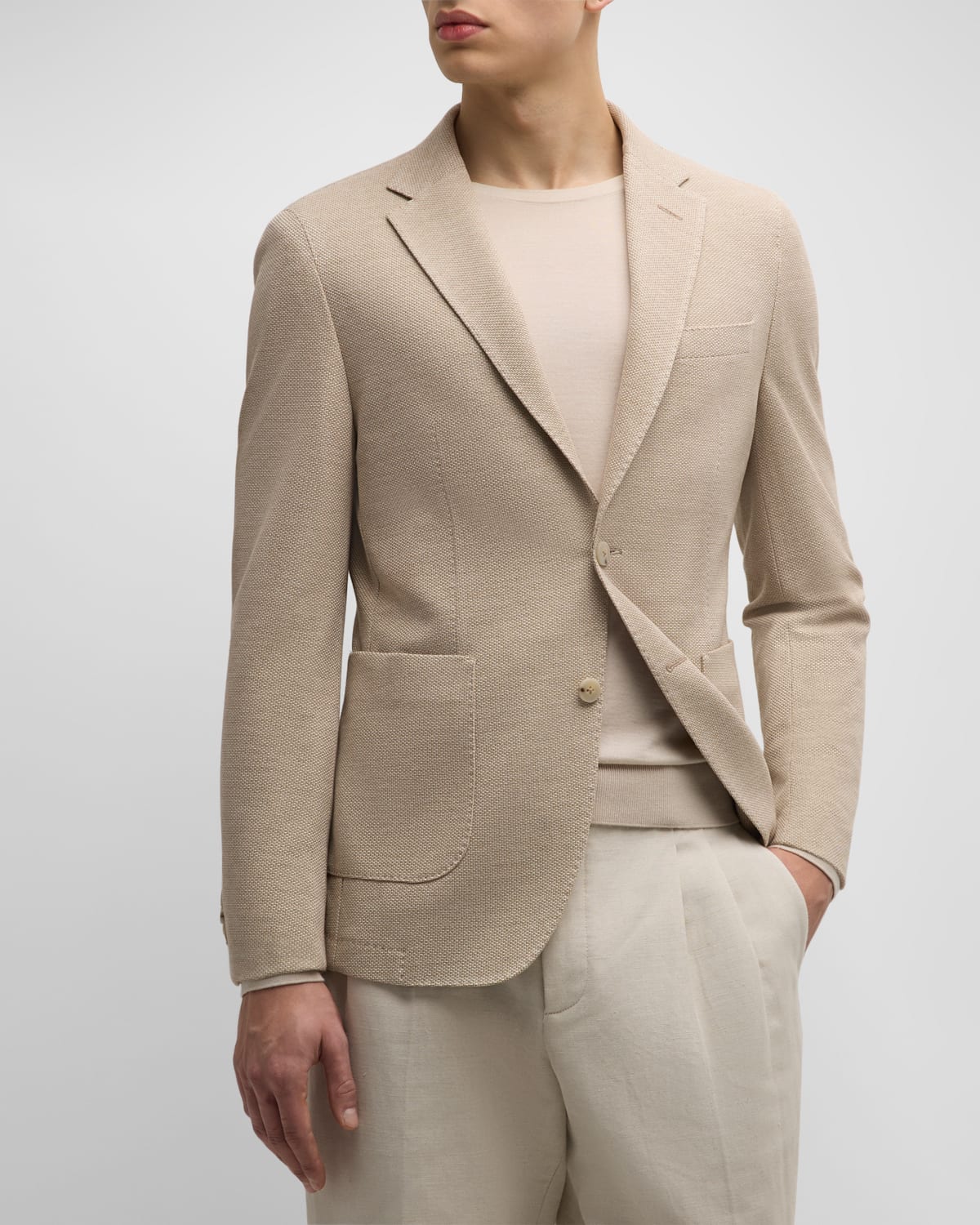 Hugo Boss Men's Silk-wool Woven Two-button Sport Coat In Med Bge
