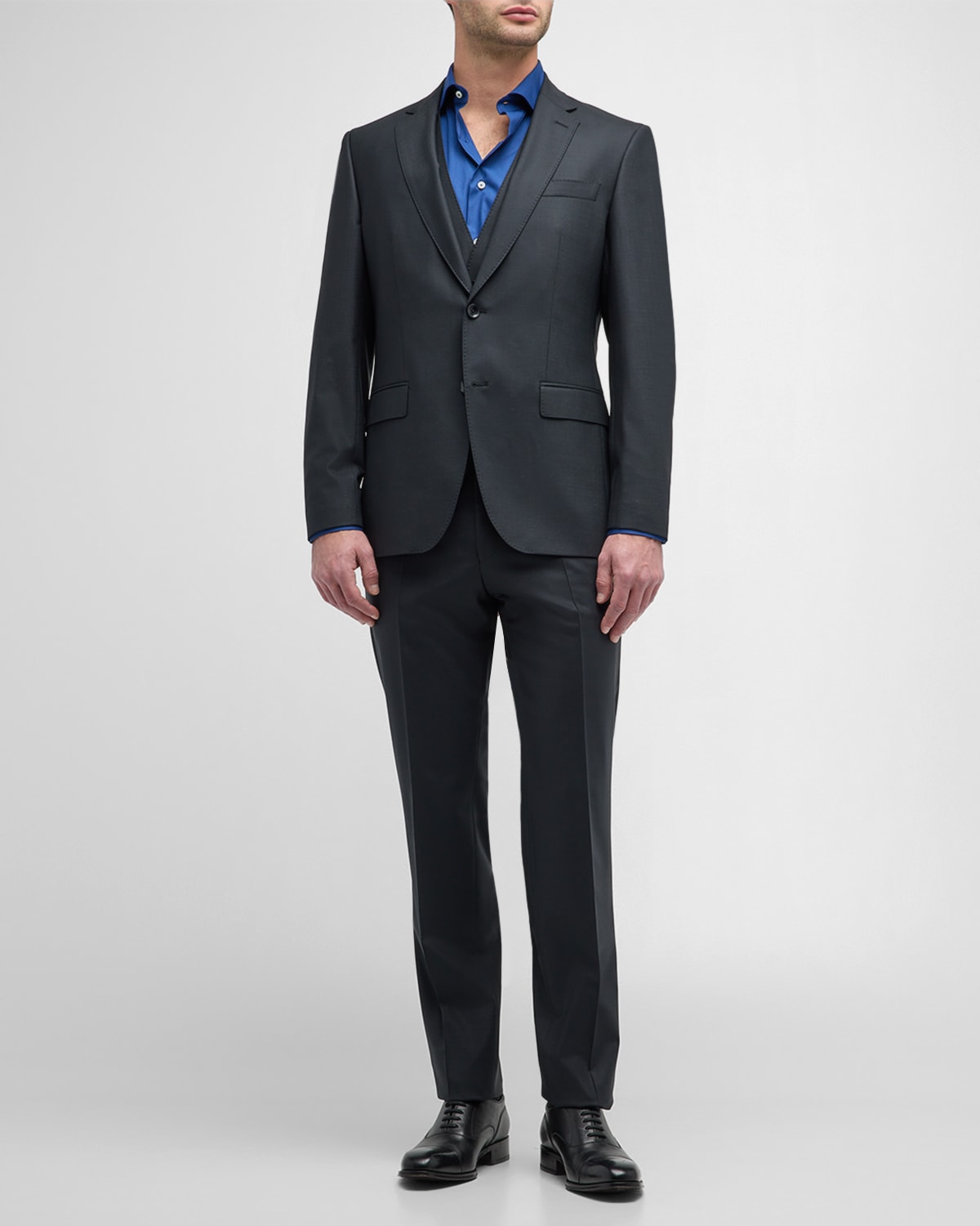 Hugo Boss Men's Cotton-wool Three-piece Suit In Black