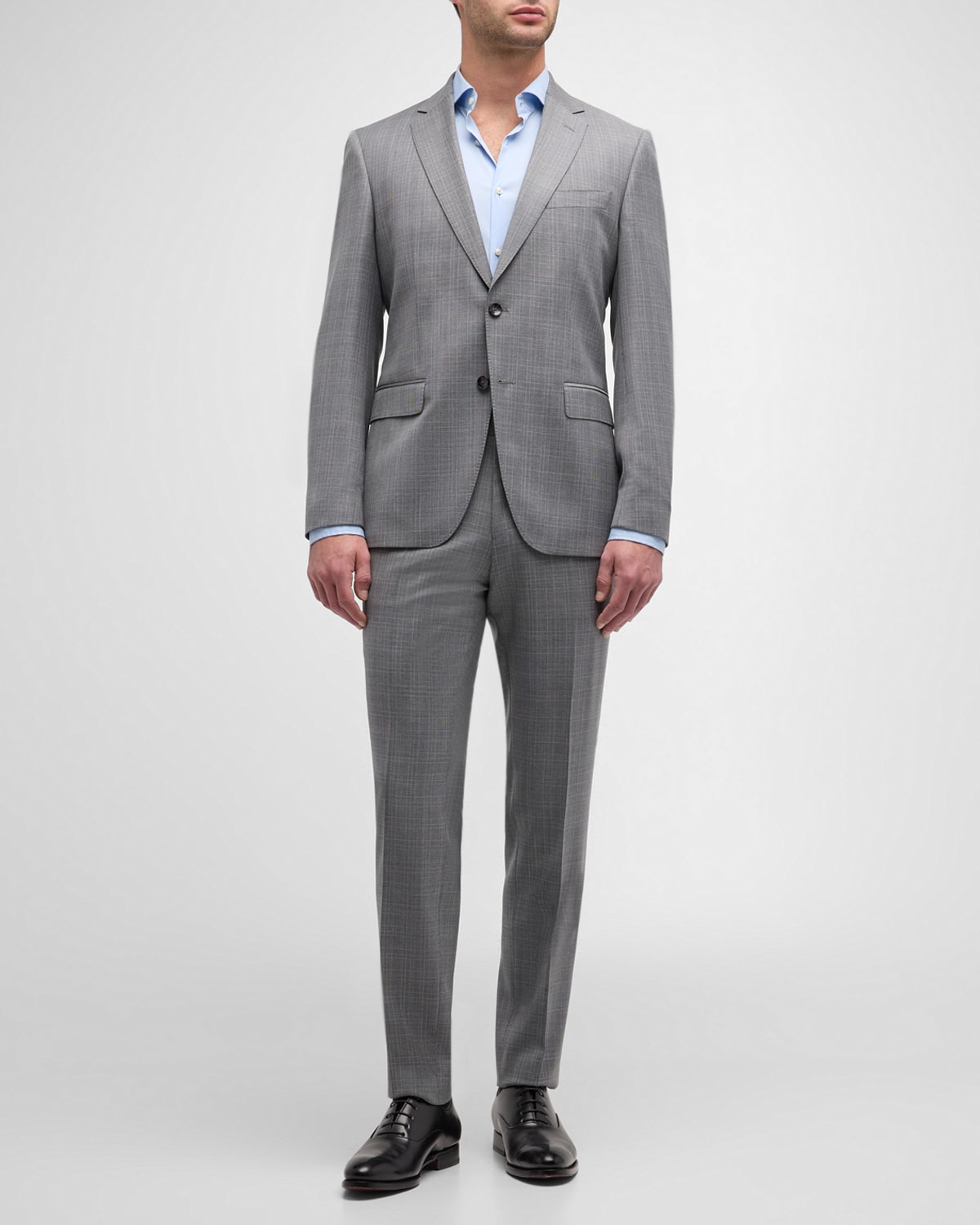 Hugo Boss Men's Cotton-wool Two-button Suit In Silver