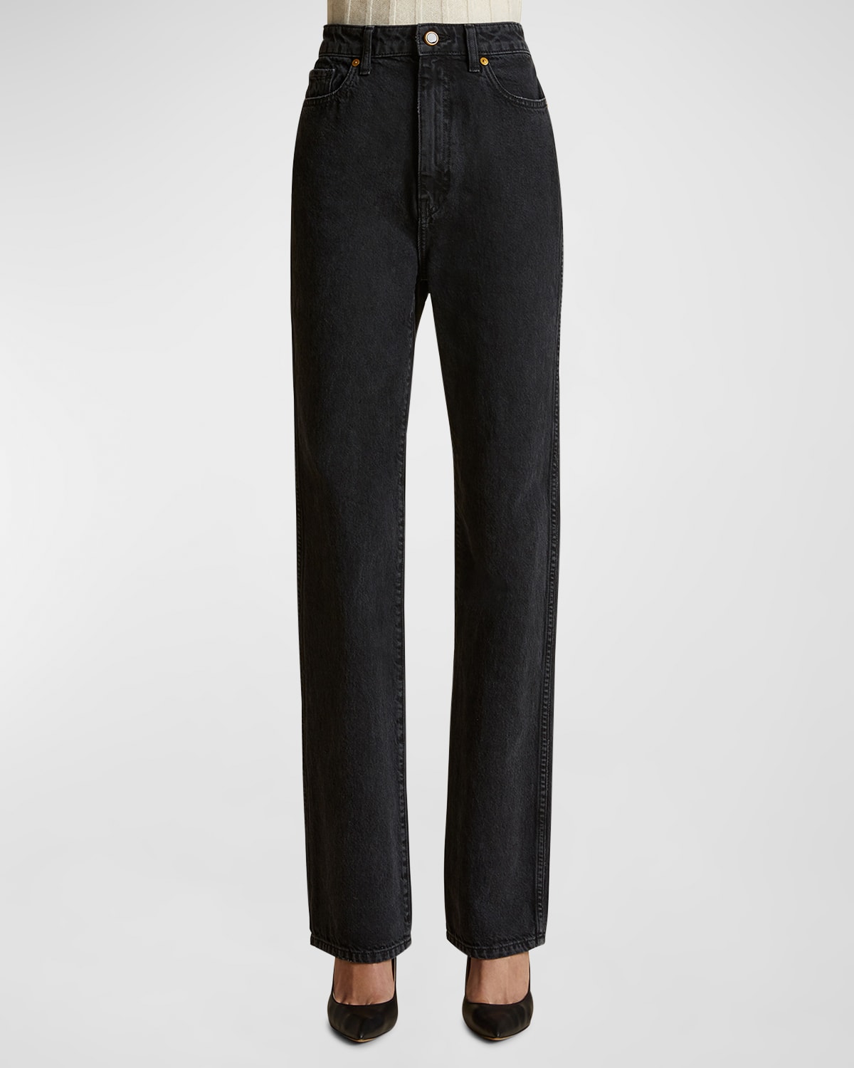 Khaite Abigail Cropped High-rise Straight-leg Jeans In Prescott