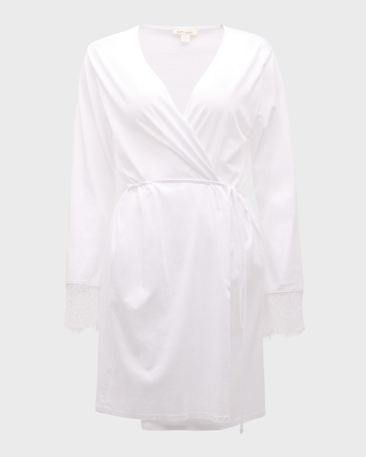 Shop Skin Melissa Lace-trim Cotton Robe In White