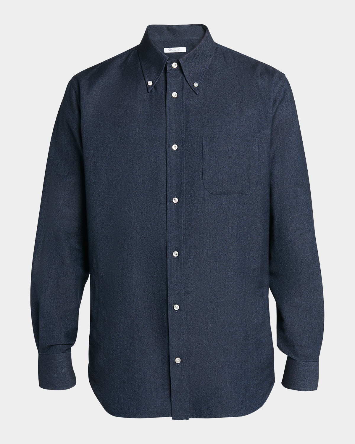 Loro Piana Men's Agui Cashmere-cotton Denim Sport Shirt In Somber Blue