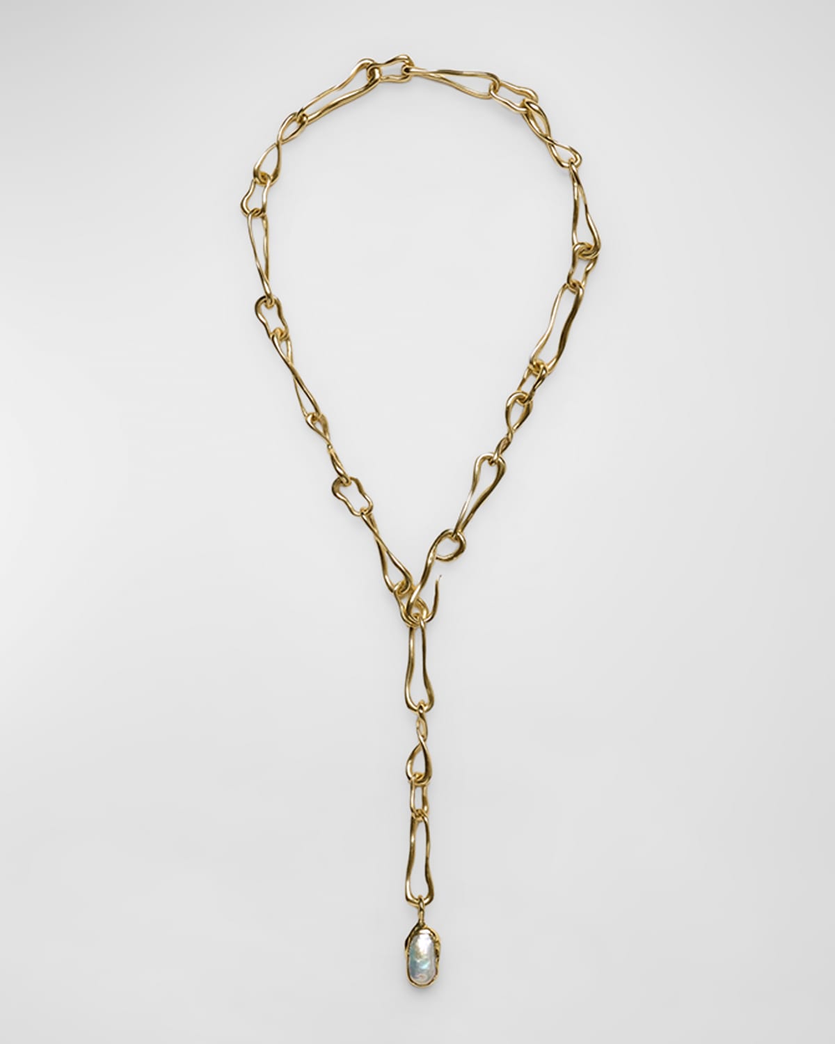 Cult Gaia Astrid Lariat Necklace With Pearlescent Detail In Gold
