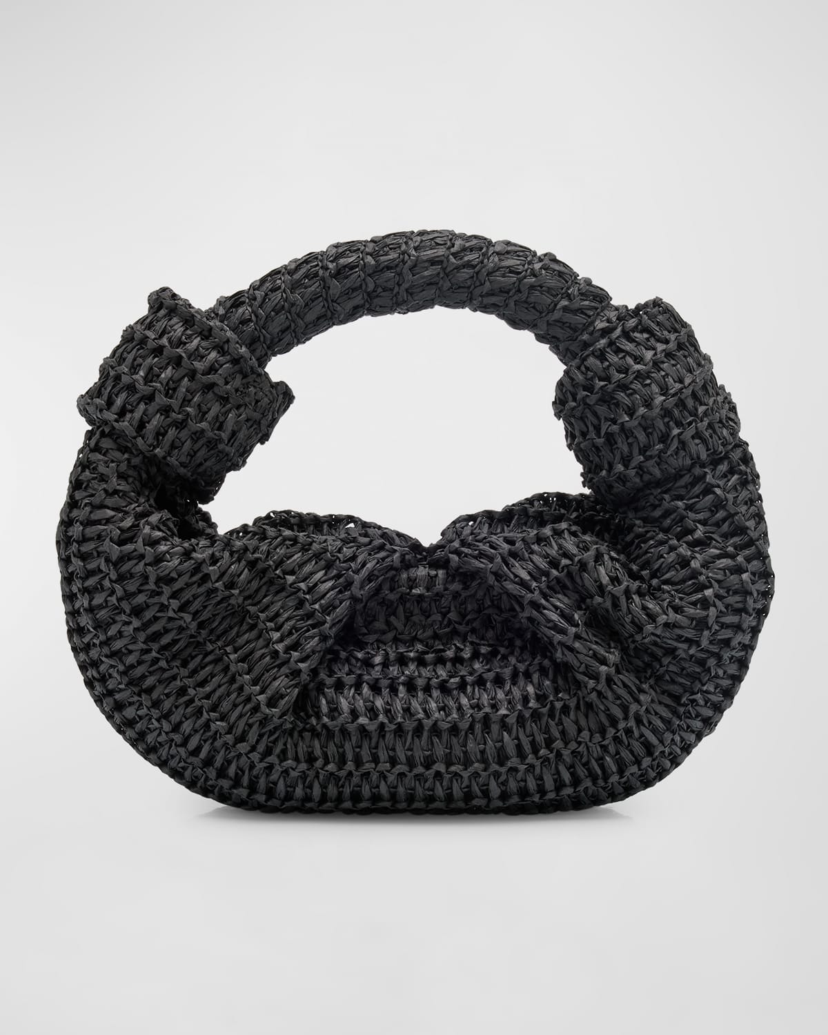 Simon Miller Lopsy Knot Straw Top-handle Bag In Black