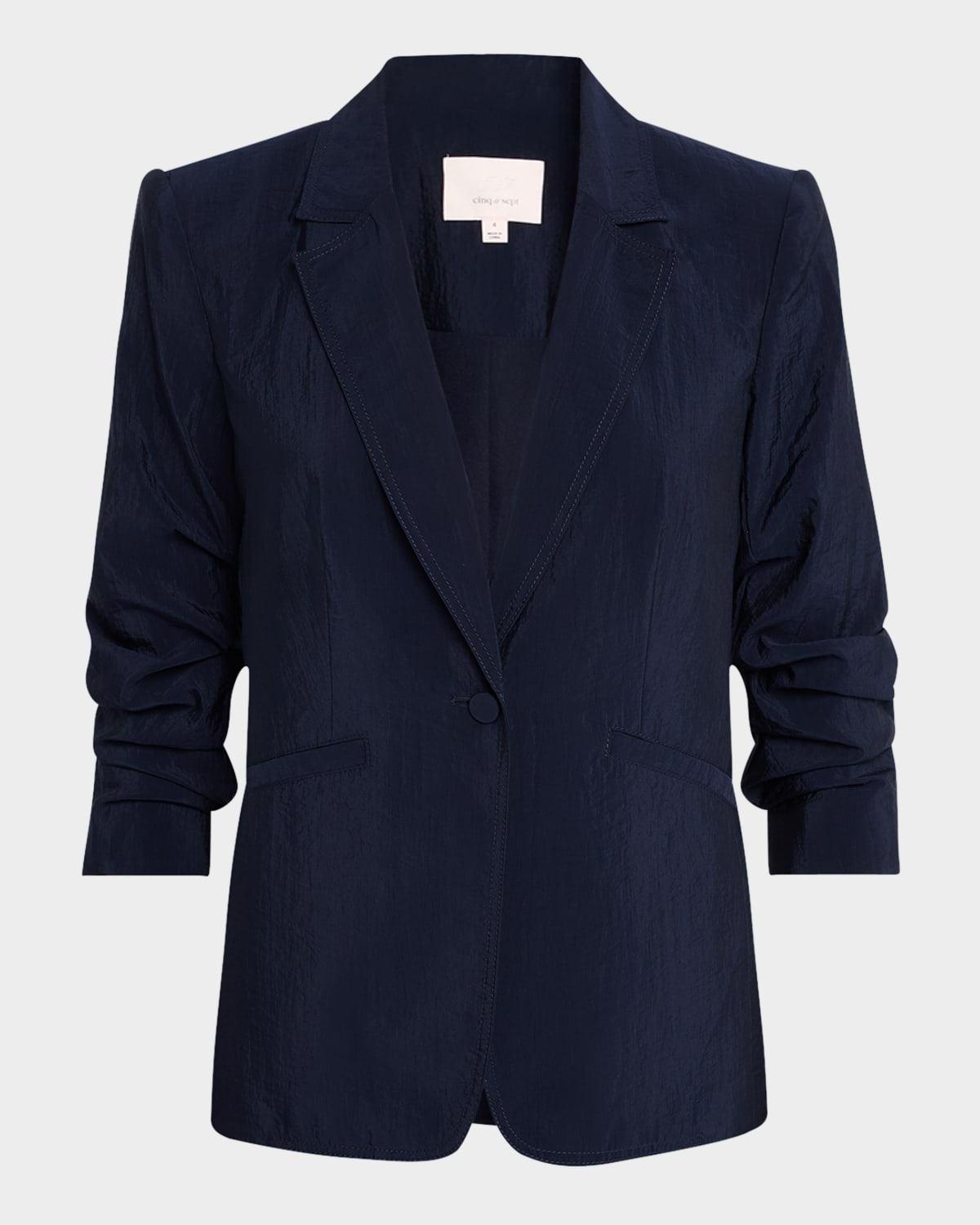 Cinq À Sept Tumbled Woven Khloe Blazer In Navy