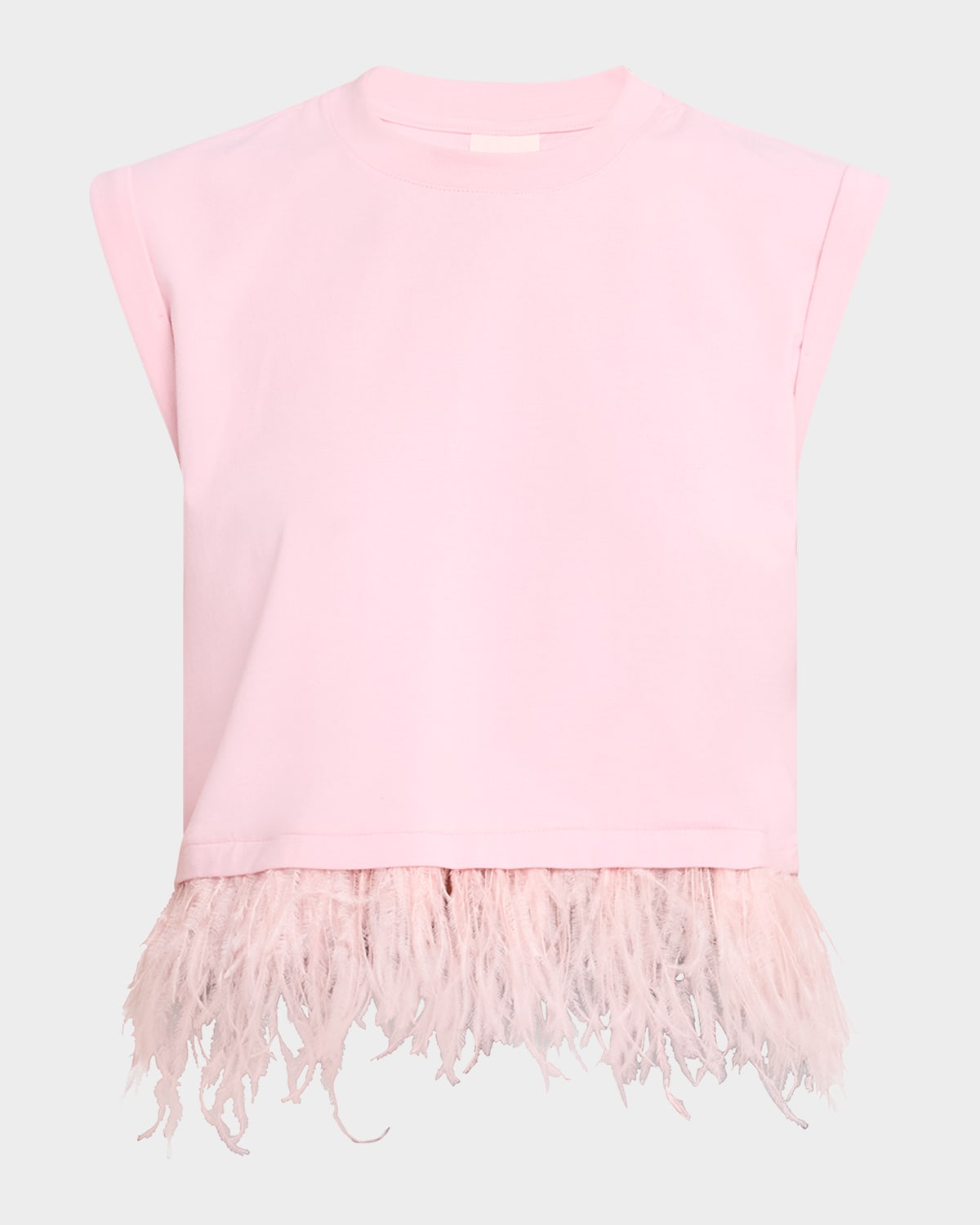 Cinq À Sept Feather-hem Cropped Sleeveless T-shirt In Venus Pink