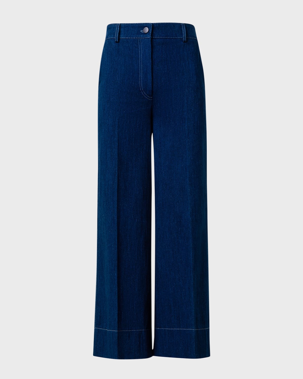 Akris Punto Chiara High-rise Wide-leg Ankle Denim Pants In Blue