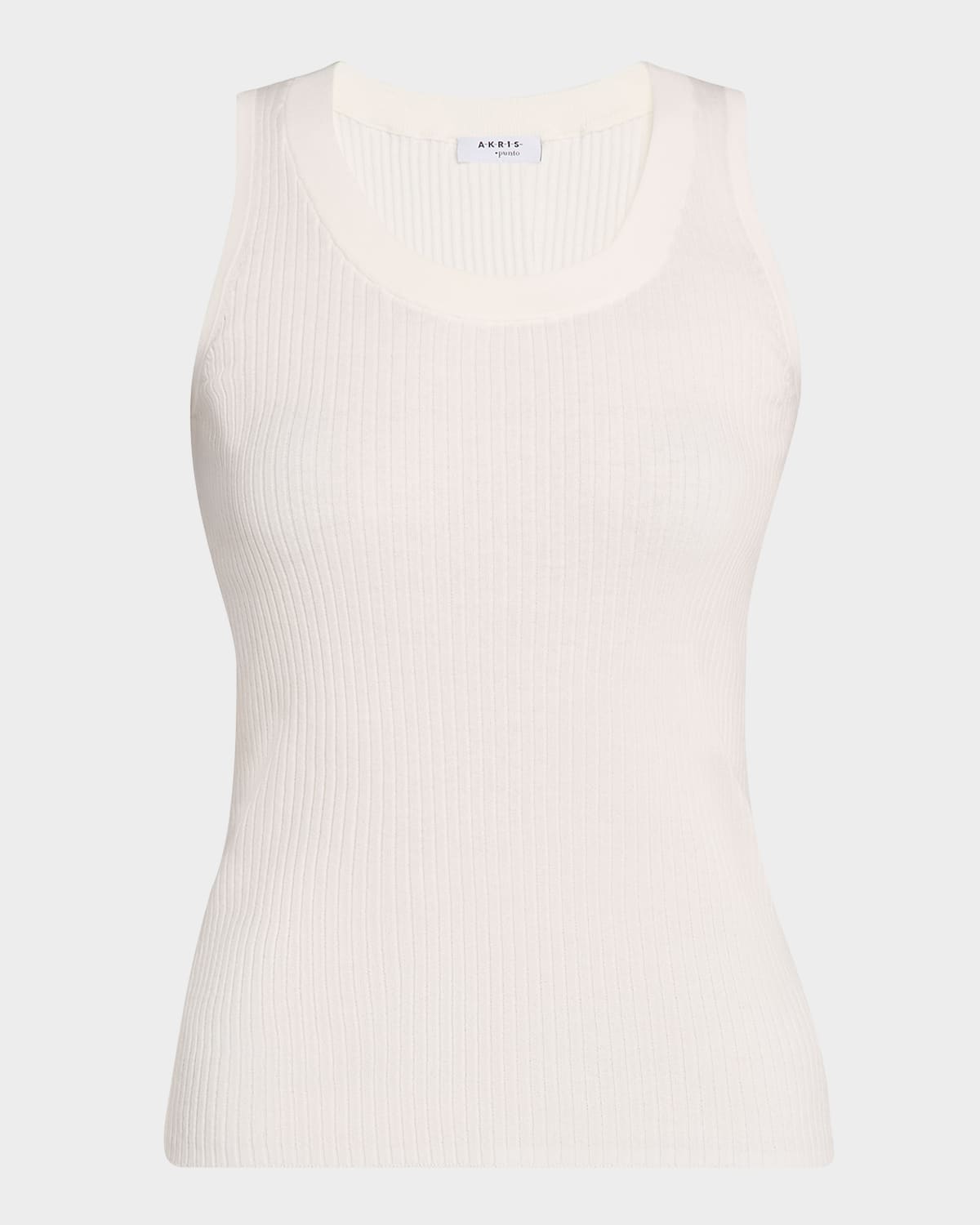 Akris Punto Crewneck Cotton Rib Tank Top In White