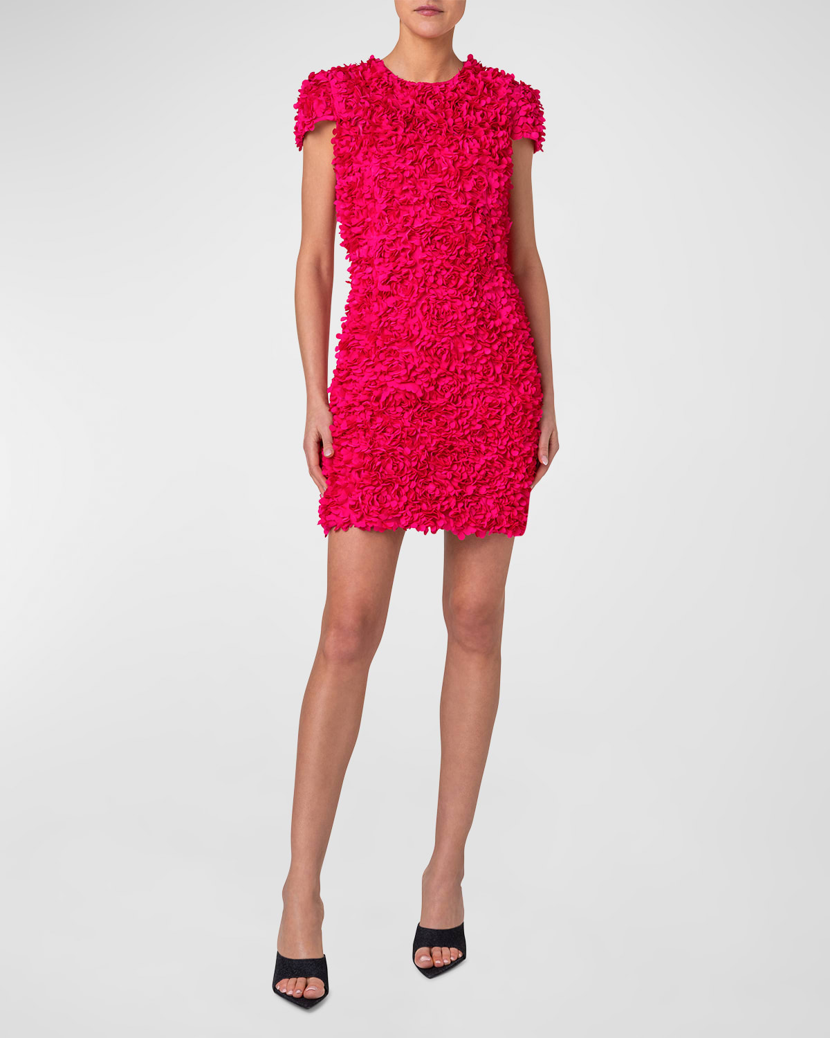 Mix Media Mini Dress with 3D Lasercut Floral Details