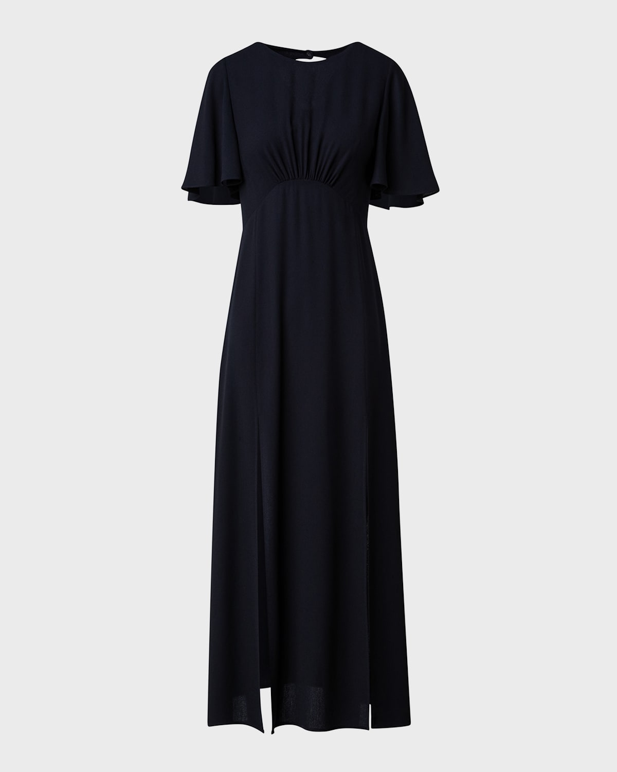Moss Crepe Midi Dress with Half Circle Waistline