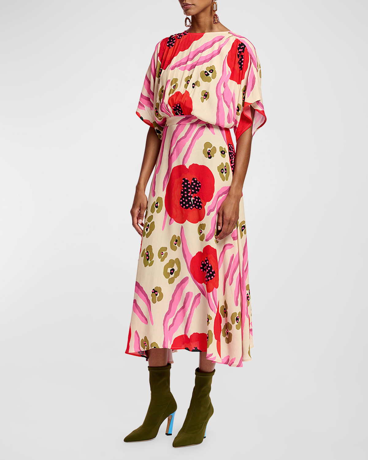 Frikart Sequined Floral Midi Dress