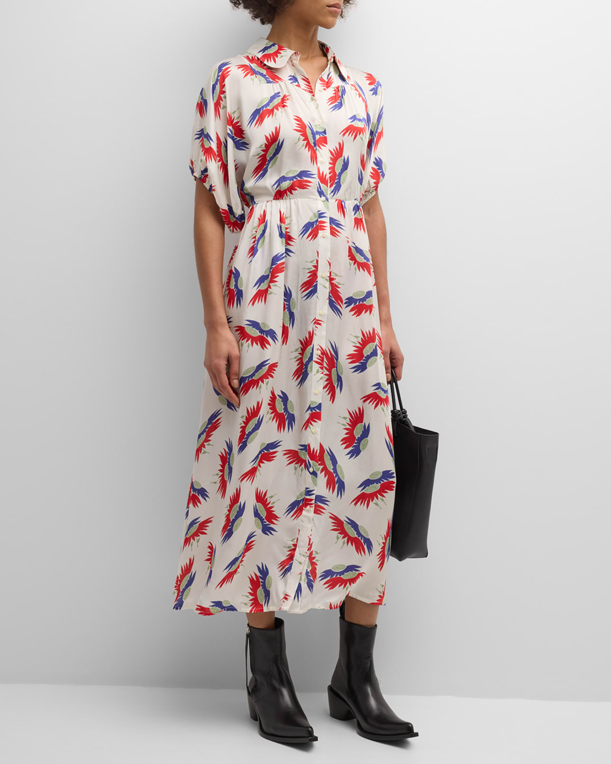 The Great The Raven Button-Front Midi Dress