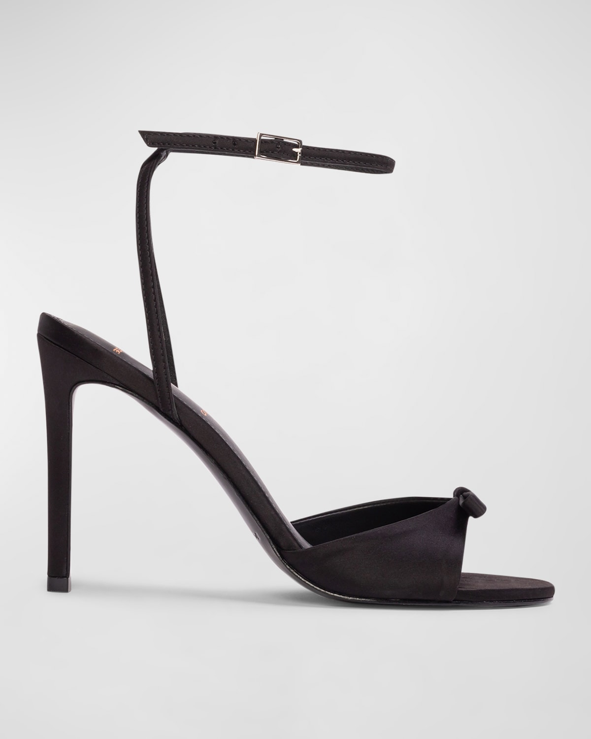 Shop Black Suede Studio Satin Bow Ankle-strap Sandals In Black