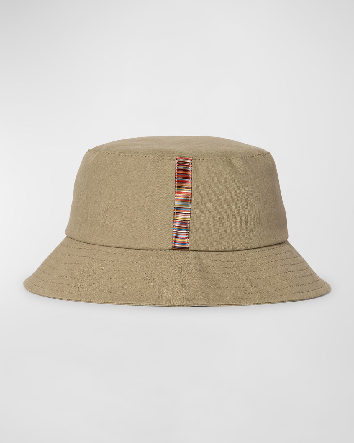Shop Paul Smith Men's Linen Bucket Hat With Stripe Trim In Beige