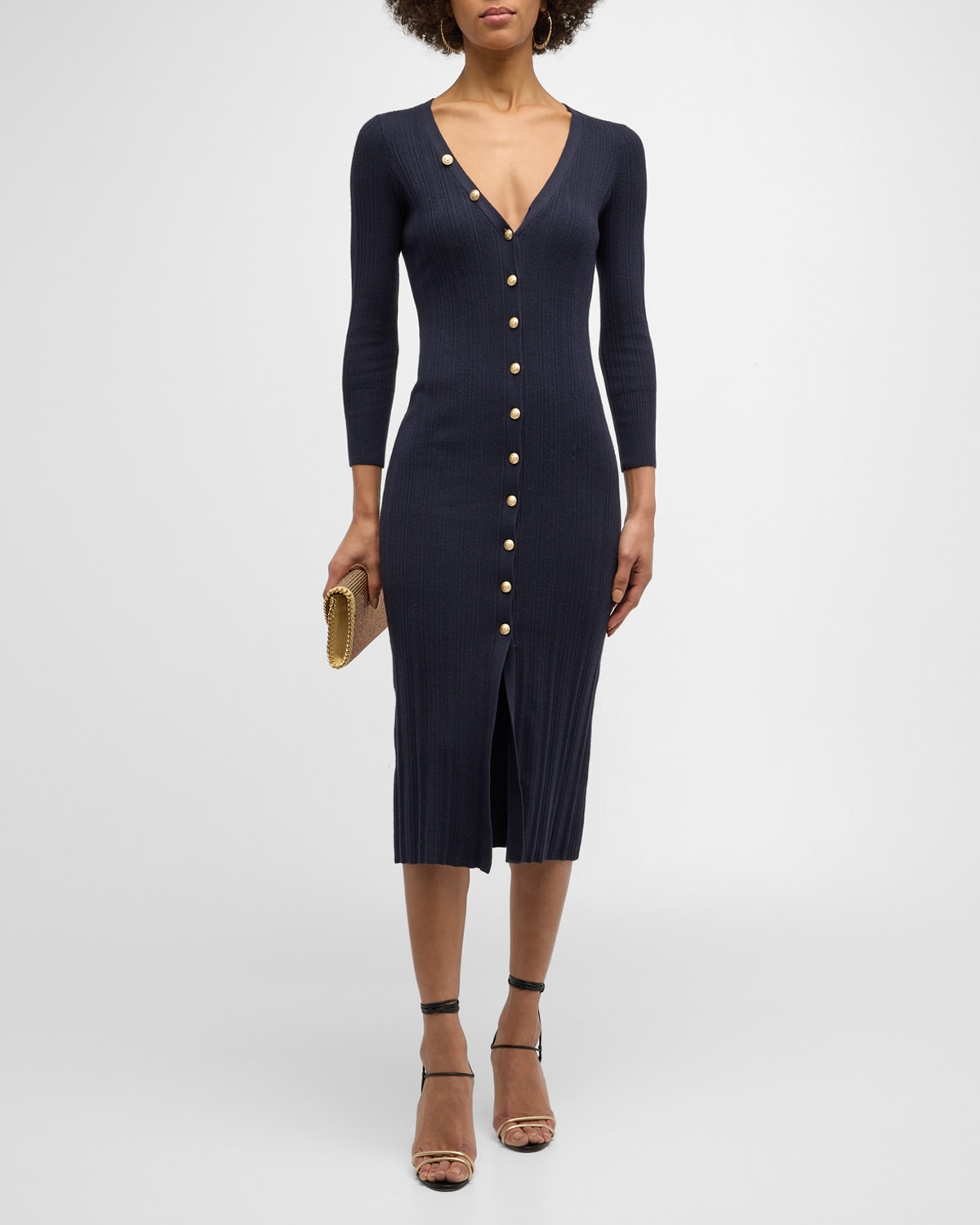 Kyra Button-Front Duster Midi Dress