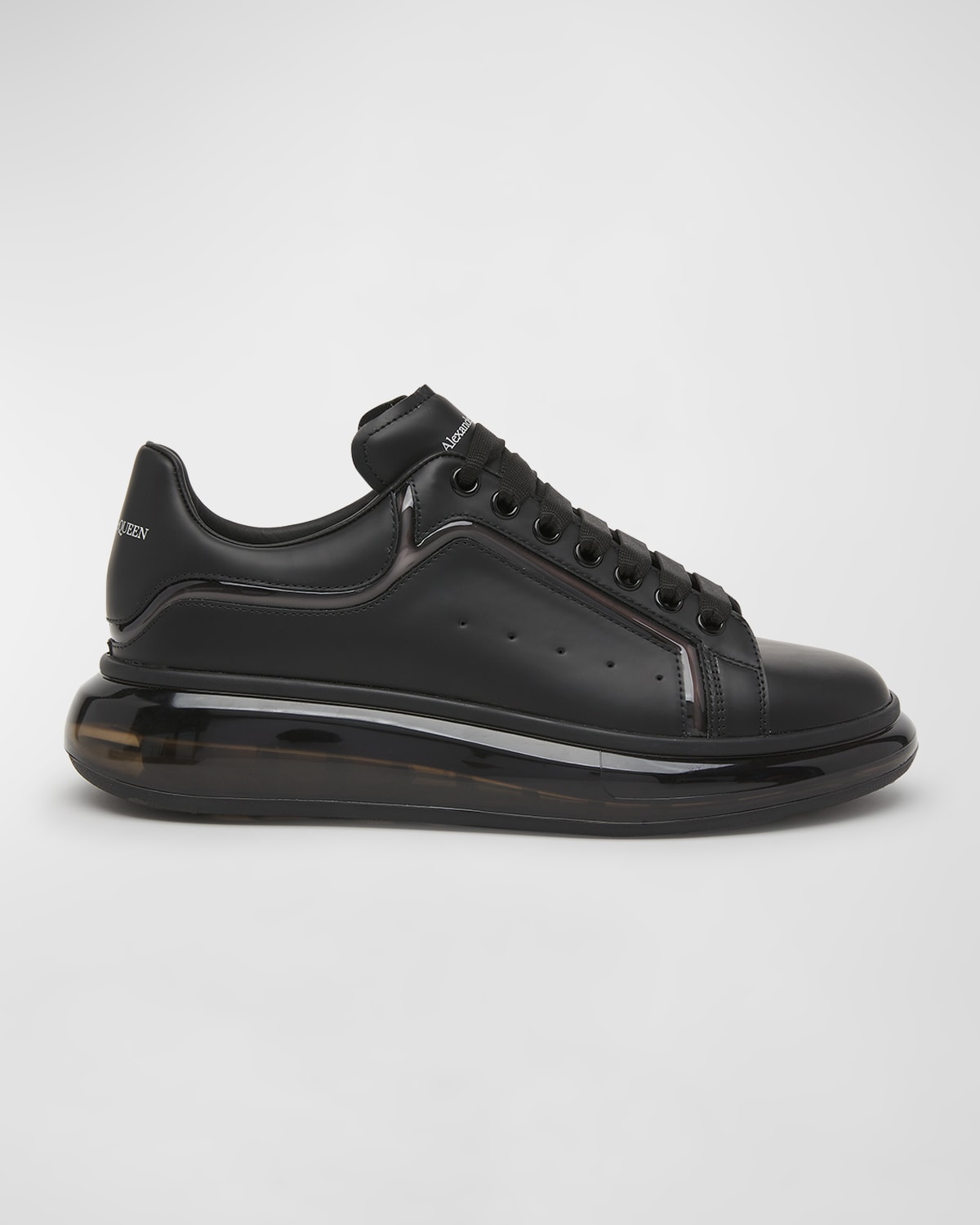 Shop Alexander Mcqueen Men's Oversized Clear-sole Leather Low-top Sneakers In Blackmulti