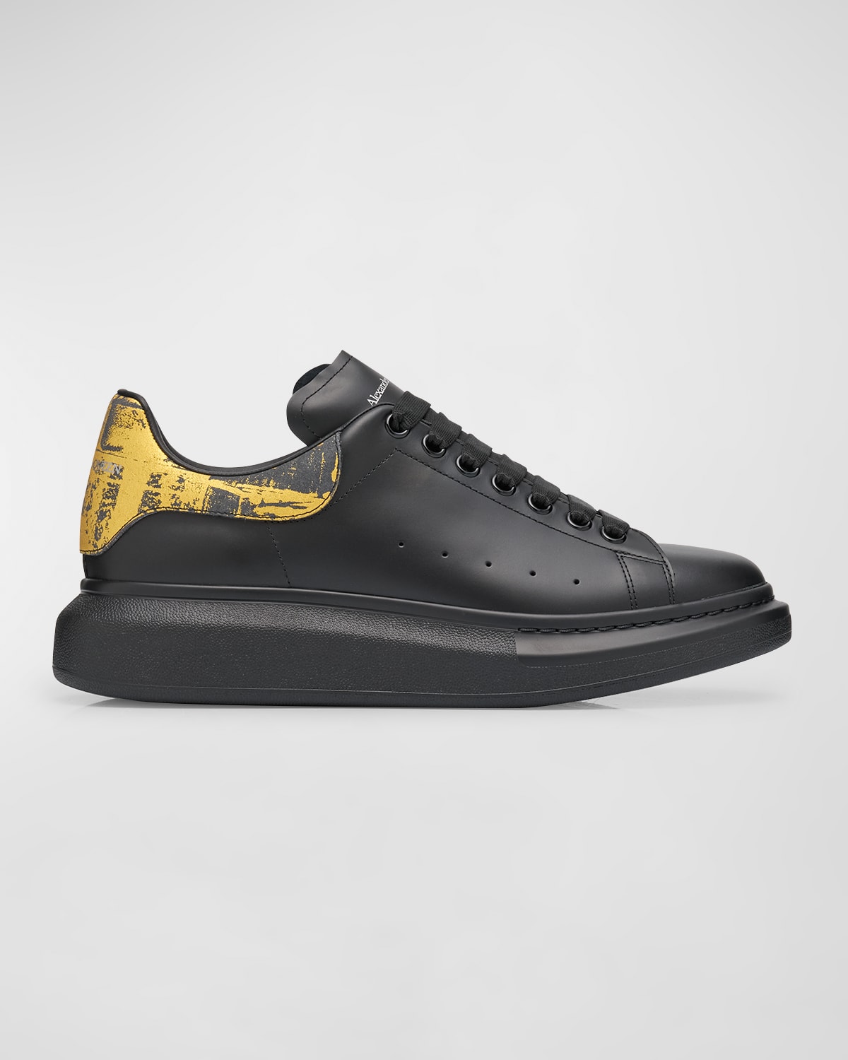 Shop Alexander Mcqueen Men's Oversized Suede And Leather Low-top Sneakers In Blackgold
