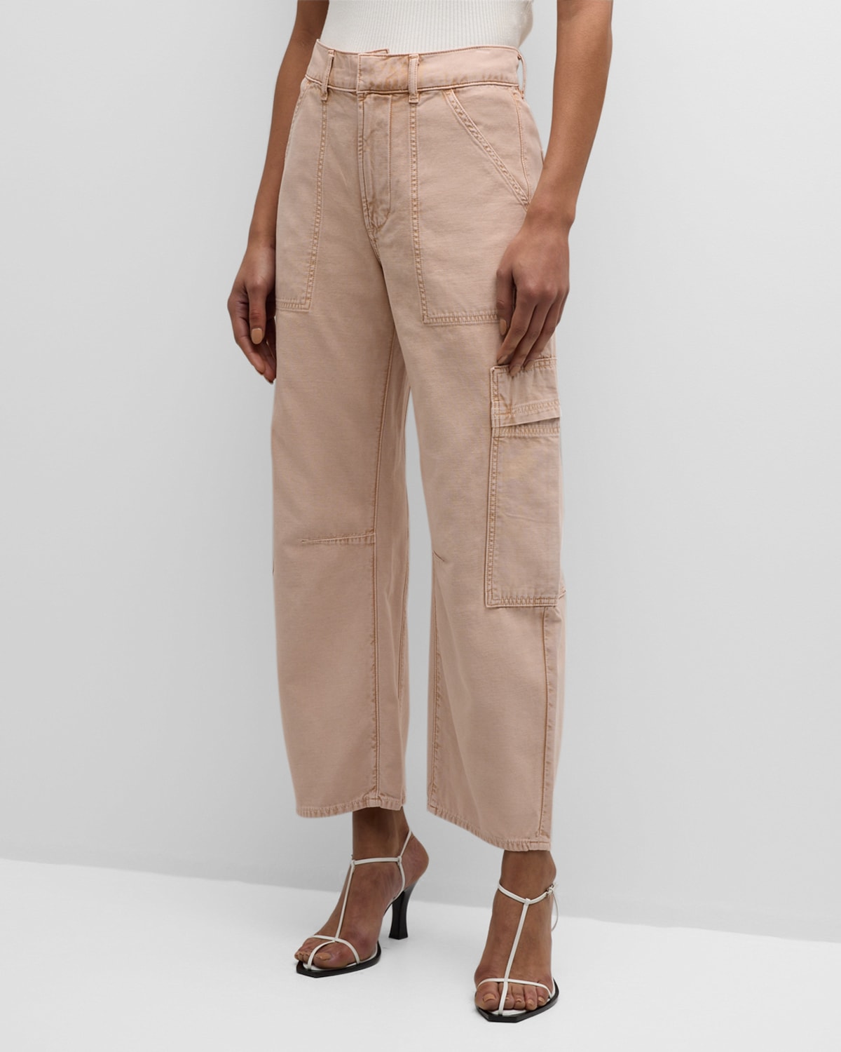 Shop Citizens Of Humanity Marcelle Straight Twill Cargo Pants In Roselle