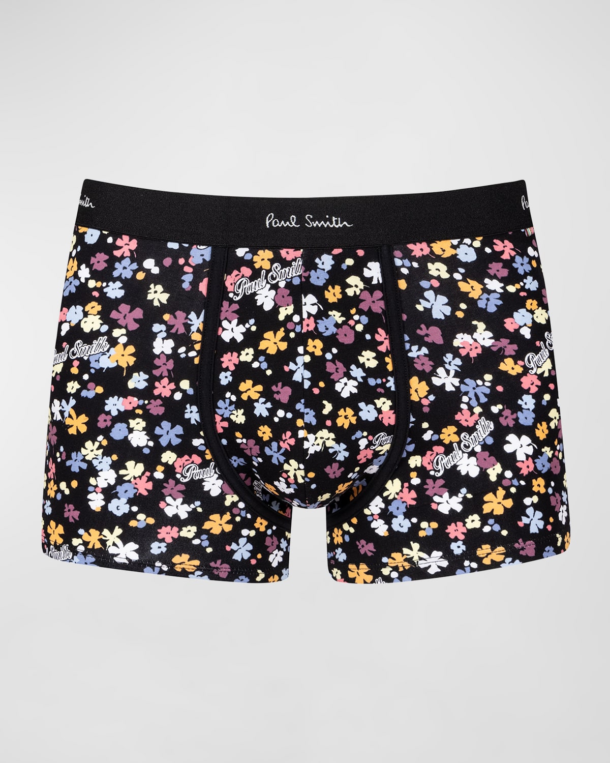 Shop Paul Smith Men's Logo And Flower Cotton-stretch Trunks In Black