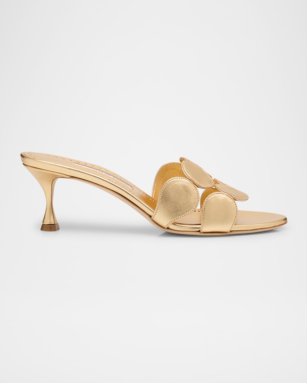 Manolo Blahnik Haribalmu Leather Slide Sandals In Gold