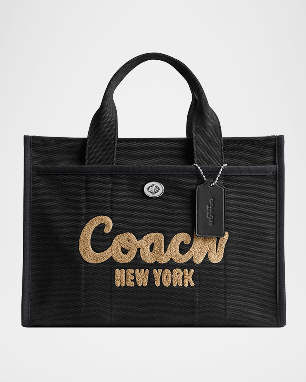 Coach Cargo Logo Canvas Tote Bag In Black